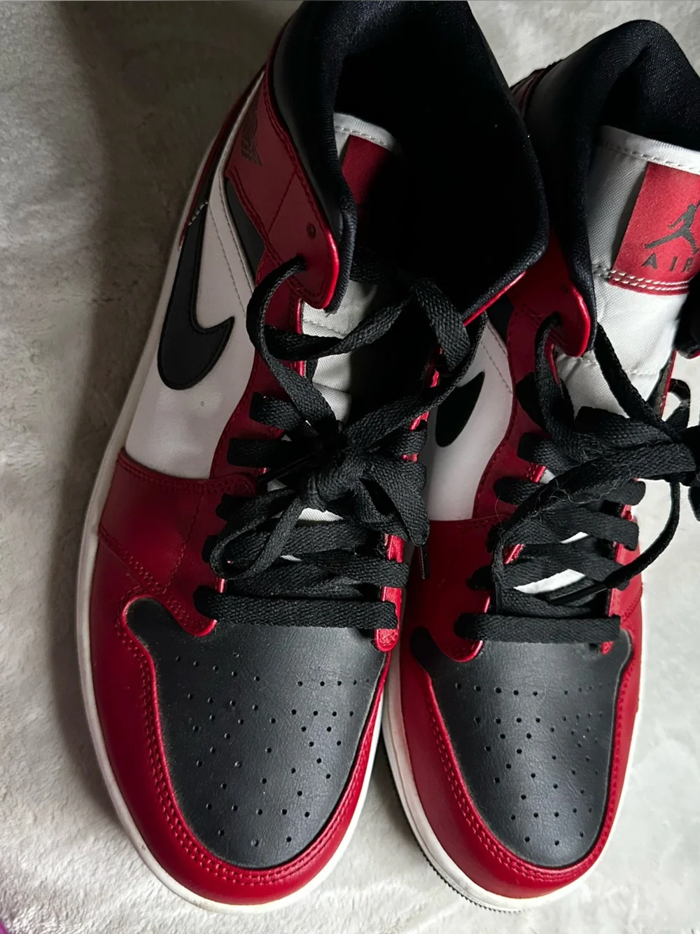 Nike High-Top Sneakers in Red, Black & White